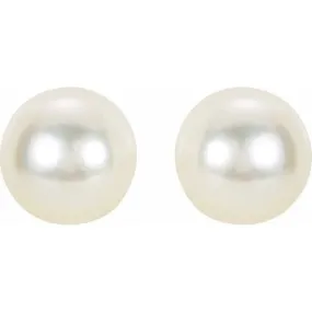 14K White 7 mm Cultured White Akoya Pearl Earrings