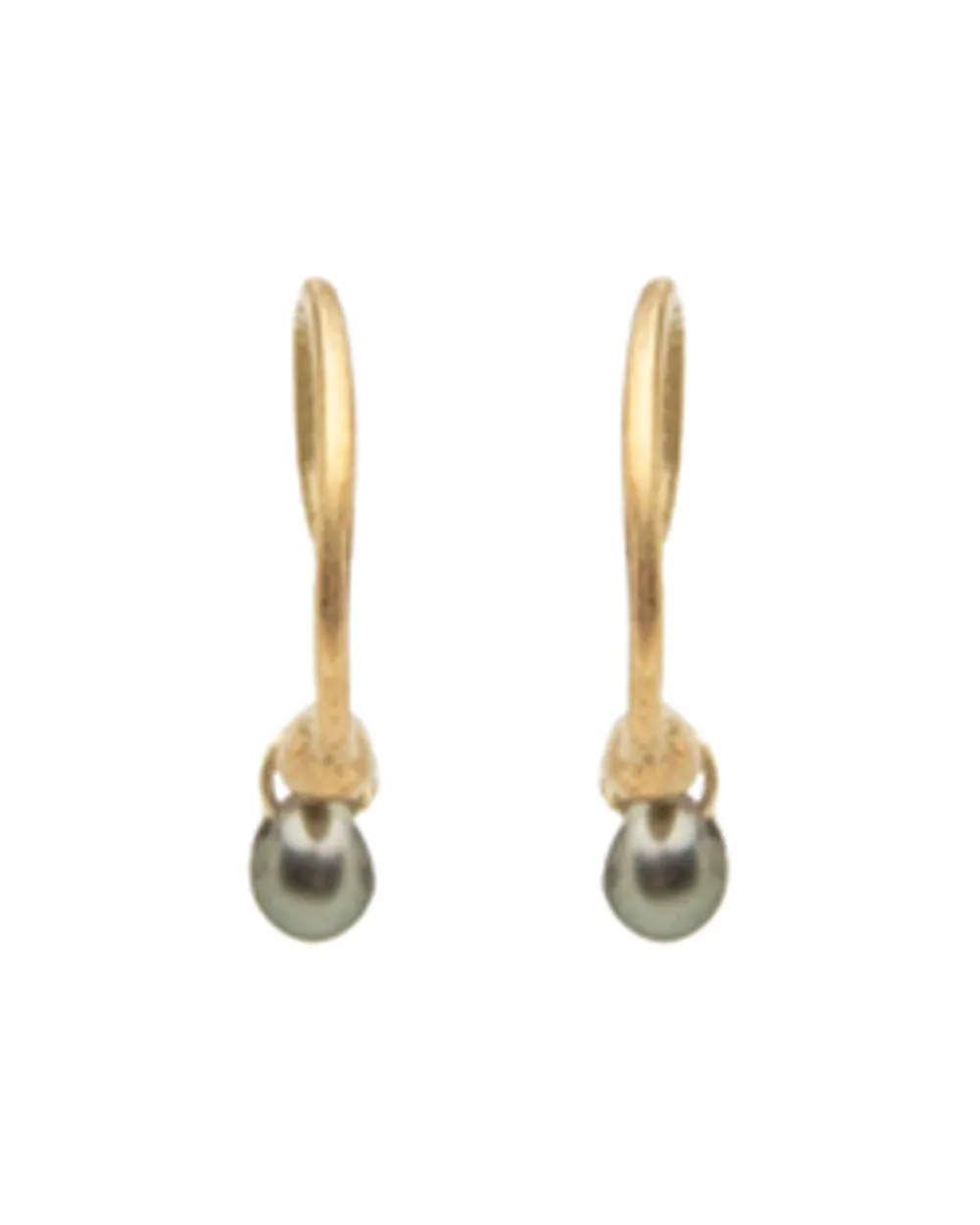 18k Yellow Gold Seed Hoop with Tahitian Pearl Drop Earrings