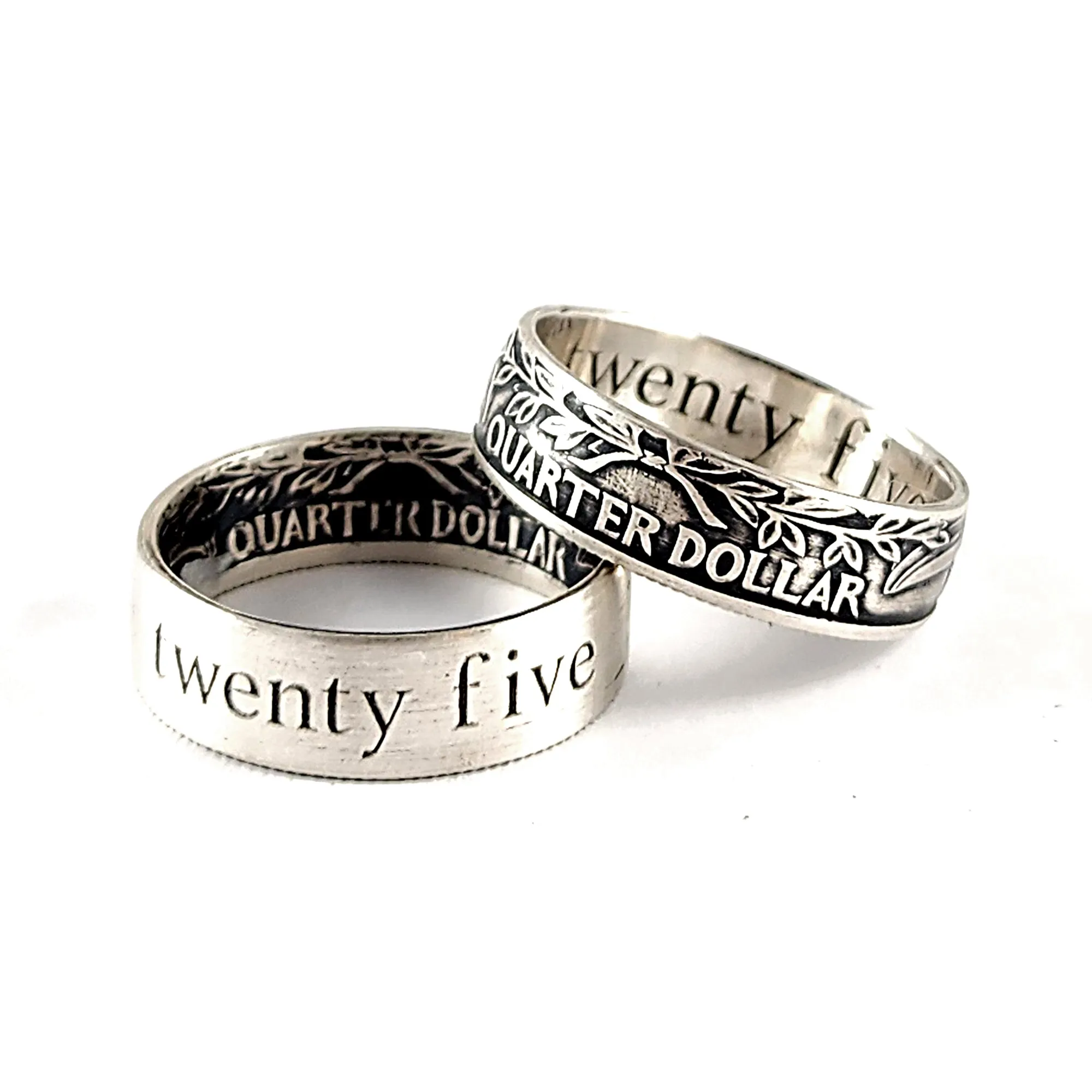 90% Silver Engraved Twenty Five Minimalist Quarter Ring - 25th Anniversary Gift