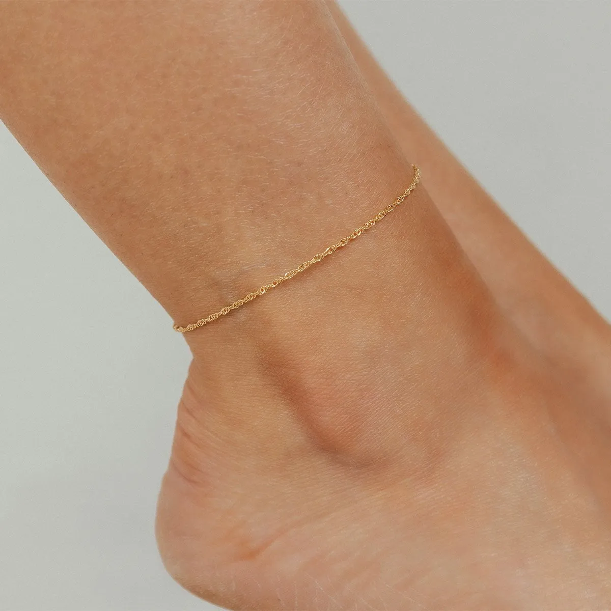 Adjustable Milano Twist Sterling Silver Anklet (Gold)