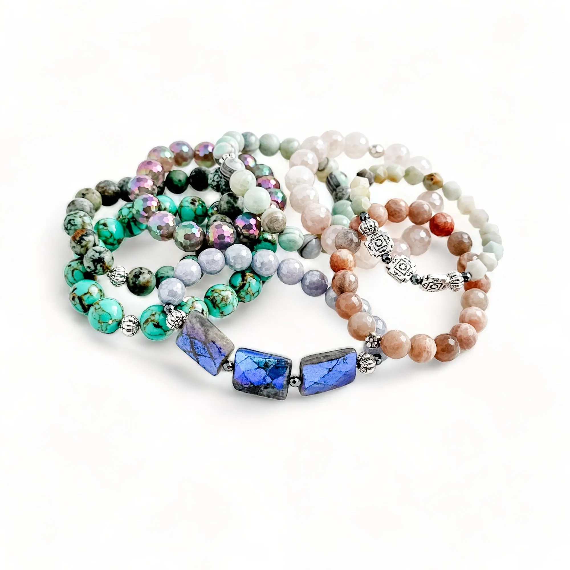 Amazonite and squash bead stretch bracelet