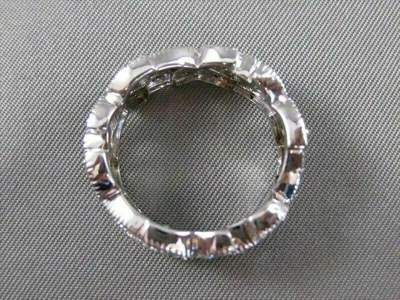 ANTIQUE 1.10CT DIAMOND 14K WHITE GOLD FILIGREE ETERNITY WEDDING RING E VVS 18531