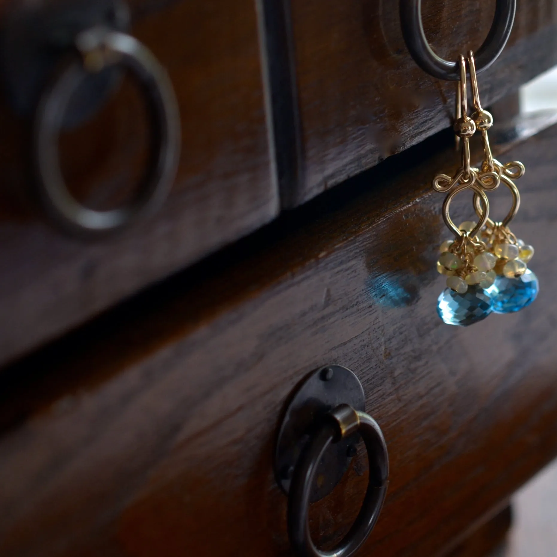 Atasi - Sky Blue Topaz, Ethiopian Opal 14k Gold Filled Earrings