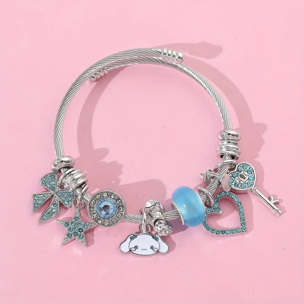 Authentic Sanrio Hello Kitty Charm Bracelet - Kawaii Style Zinc Alloy Oil Drip Finish Enamel Cartoon Anime Charms - Fashion Jewelry for Fans and Collectors with Unique Cartoon Design