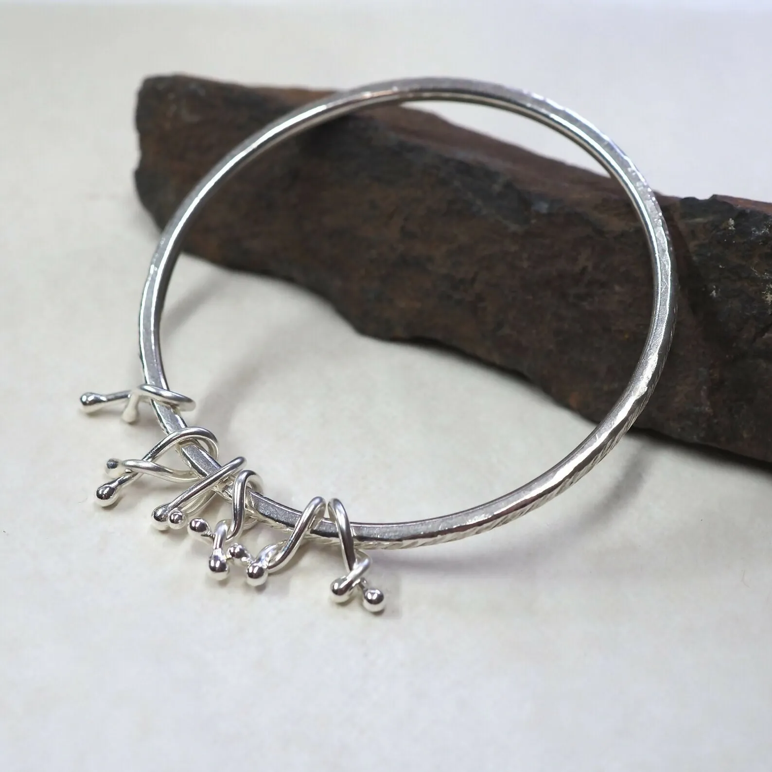 Bangle - Silver Spinner Twist Bangle - Hallmarked