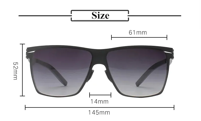 Black Mask Men's Big Square Stainless Steel Screwless Sunglasses 521461