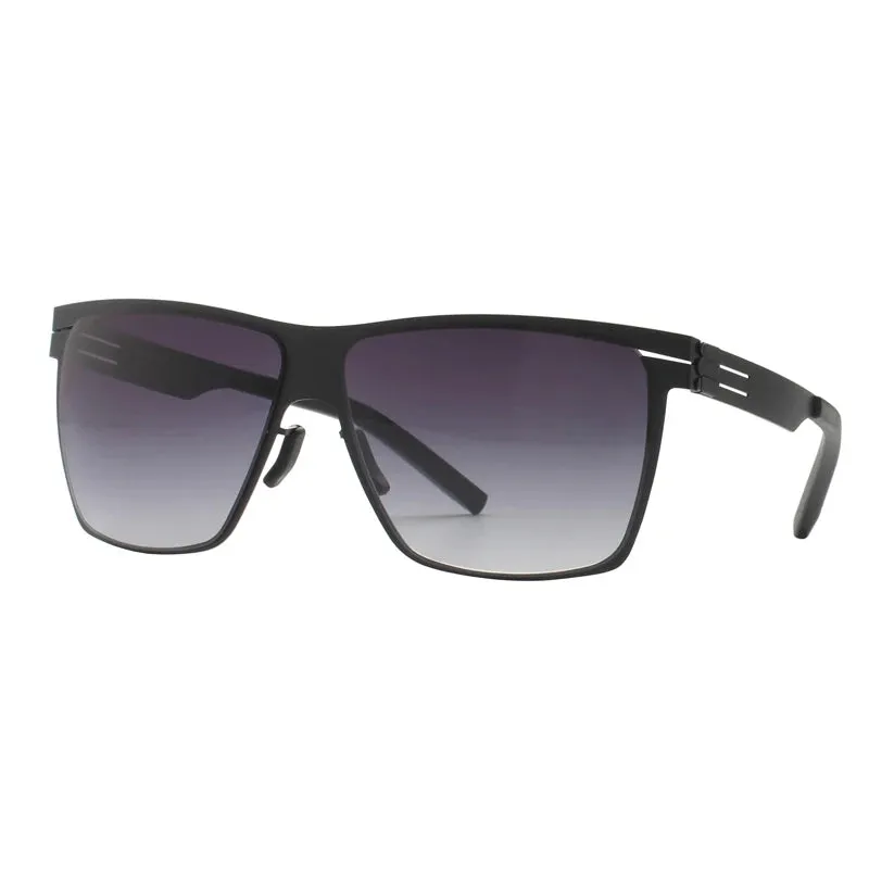 Black Mask Men's Big Square Stainless Steel Screwless Sunglasses 521461