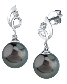 Black Tahitian Pearl & Diamond Pirouette Earrings
