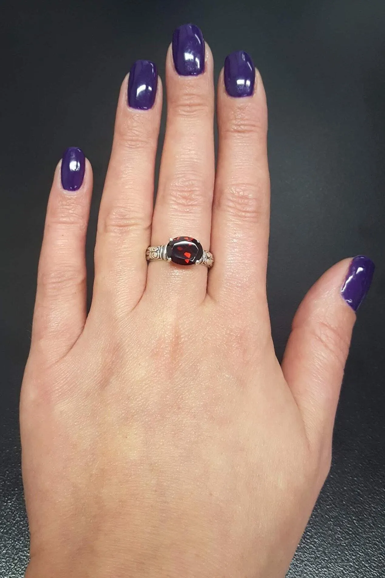 Boho Garnet Ring - Natural Garnet Ring - Red Tribal Band