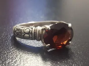 Boho Garnet Ring - Natural Garnet Ring - Red Tribal Band