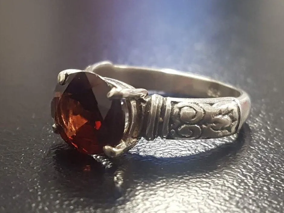 Boho Garnet Ring - Natural Garnet Ring - Red Tribal Band