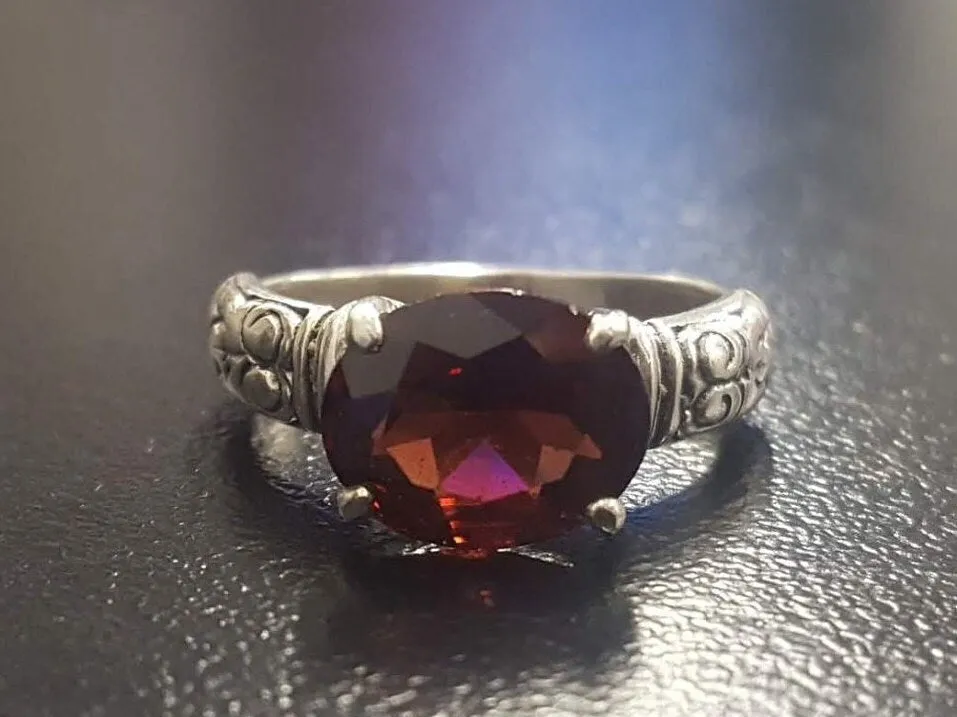 Boho Garnet Ring - Natural Garnet Ring - Red Tribal Band