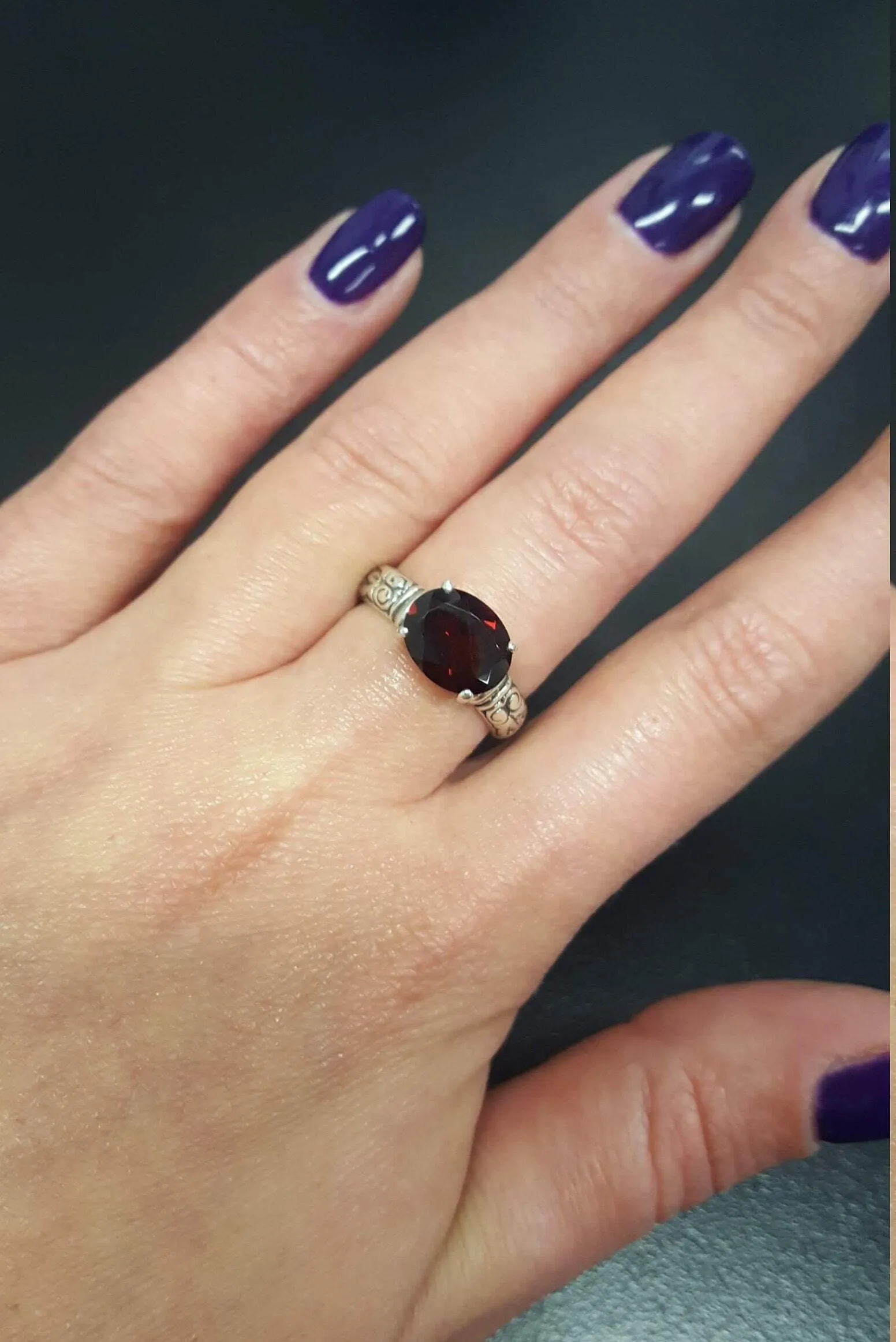 Boho Garnet Ring - Natural Garnet Ring - Red Tribal Band