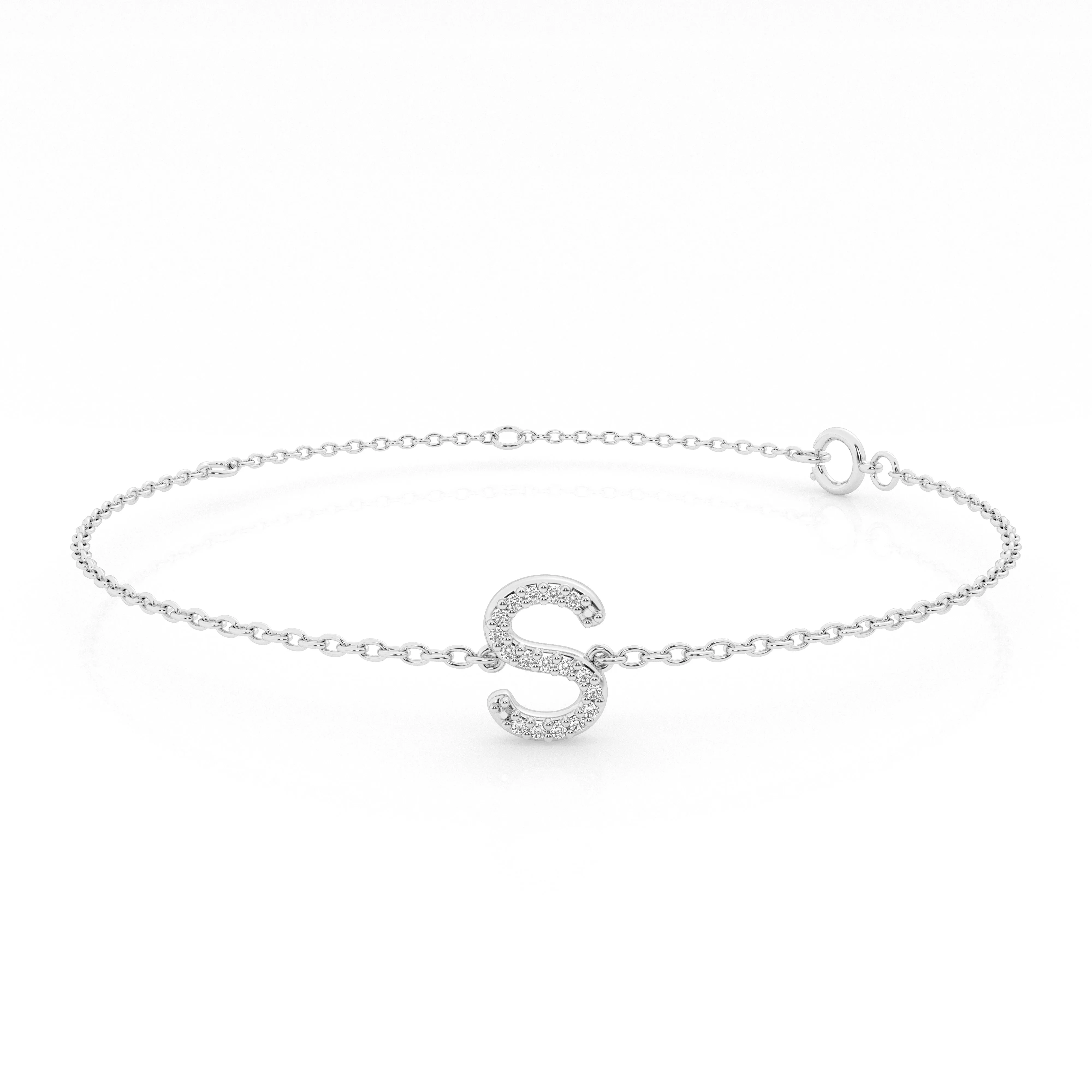 Brilliant Claw Initial Chain Bracelet with 0.05ct of Diamonds in Sterling Silver
