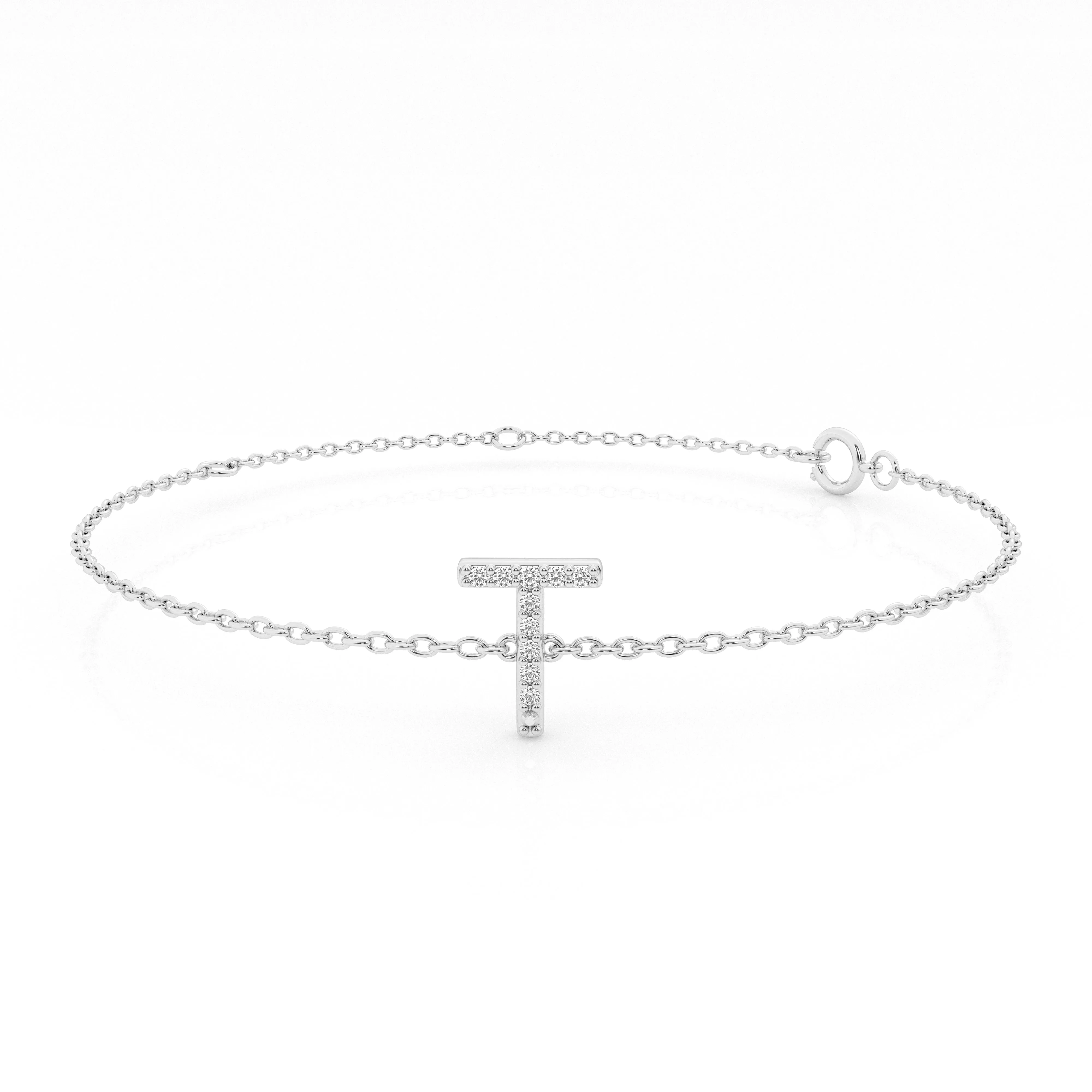 Brilliant Claw Initial Chain Bracelet with 0.05ct of Diamonds in Sterling Silver