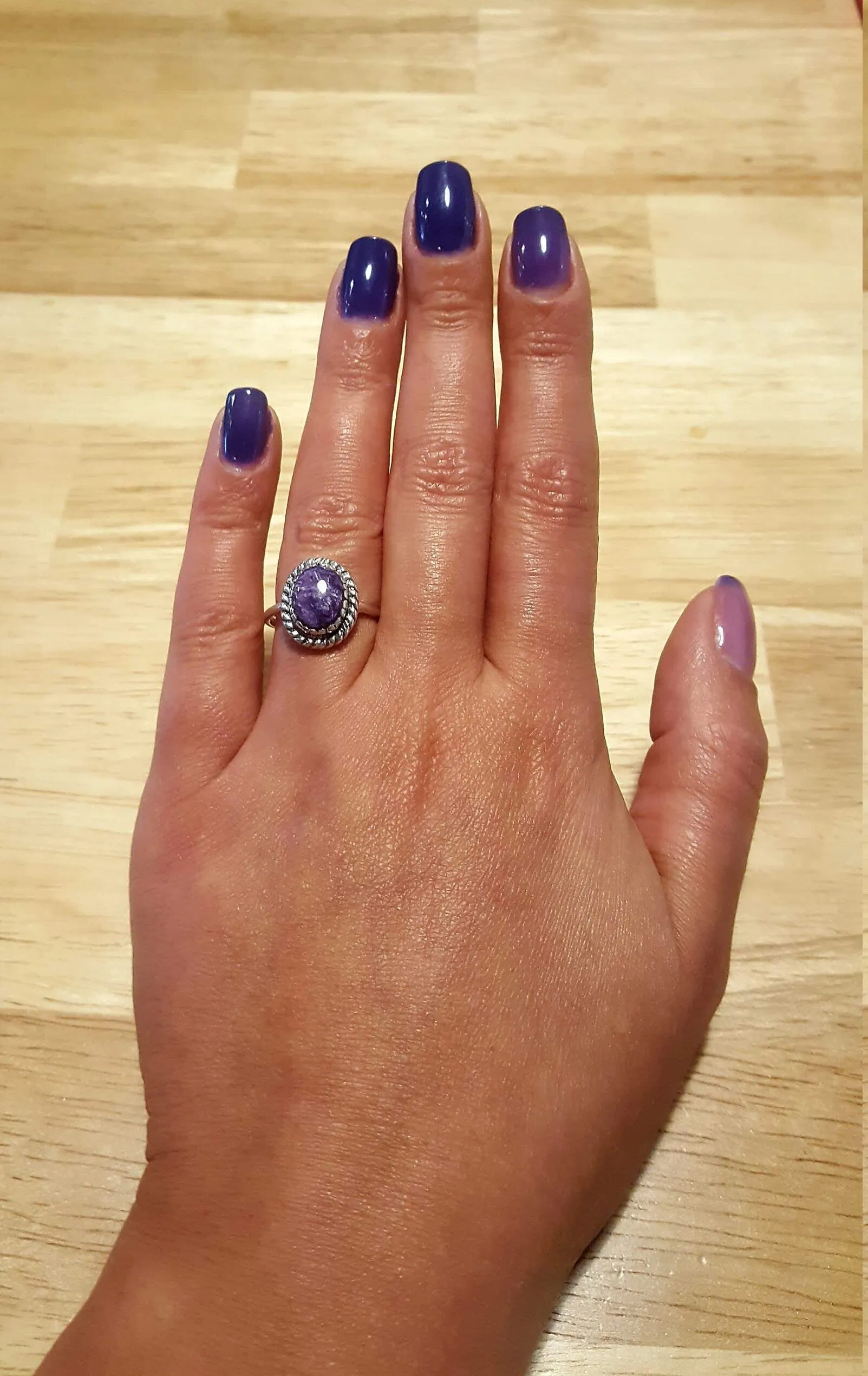 Charoite Ring - Purple Vintage Ring - Oval Charoite Ring
