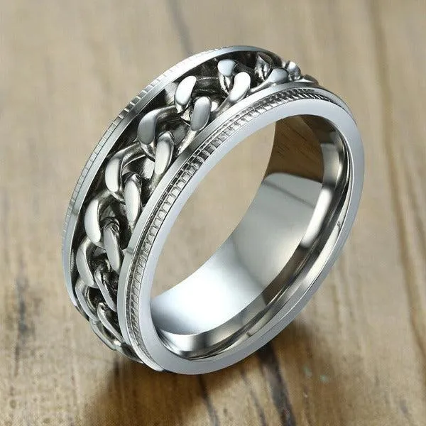 Cuban Link Chain Spinner Ring