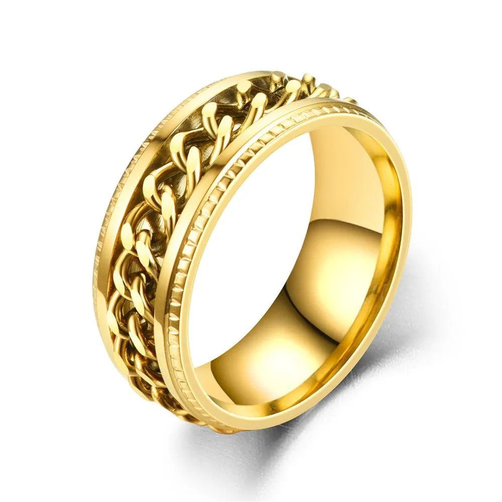 Cuban Link Chain Spinner Ring