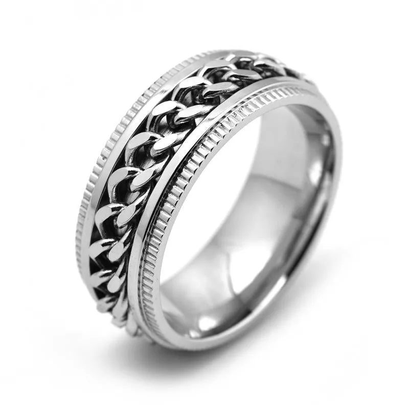 Cuban Link Chain Spinner Ring