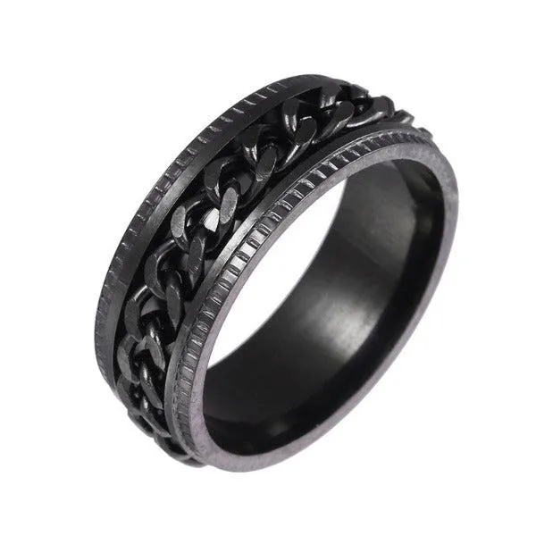 Cuban Link Chain Spinner Ring