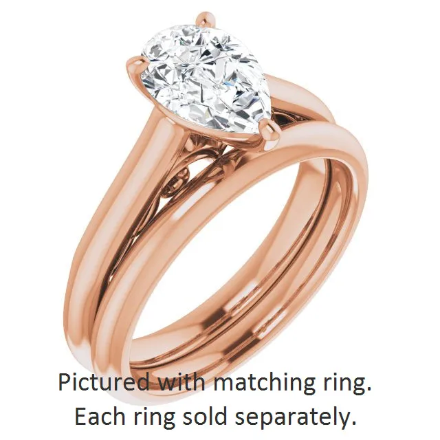 Cubic Zirconia Engagement Ring- The Adelaide (Customizable Pear Cut Cathedral Solitaire with Two-Tone Option Decorative Trellis 'Down Under')