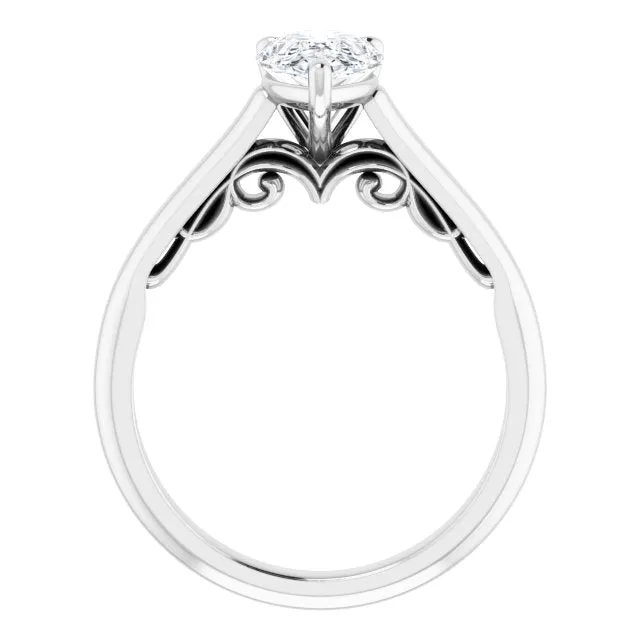 Cubic Zirconia Engagement Ring- The Adelaide (Customizable Pear Cut Cathedral Solitaire with Two-Tone Option Decorative Trellis 'Down Under')