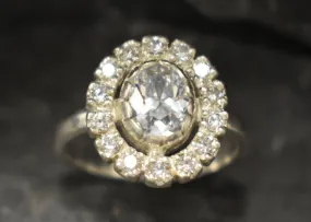 Dainty Victorian Ring - Created Diamond Ring, Silver Sparkly Ring