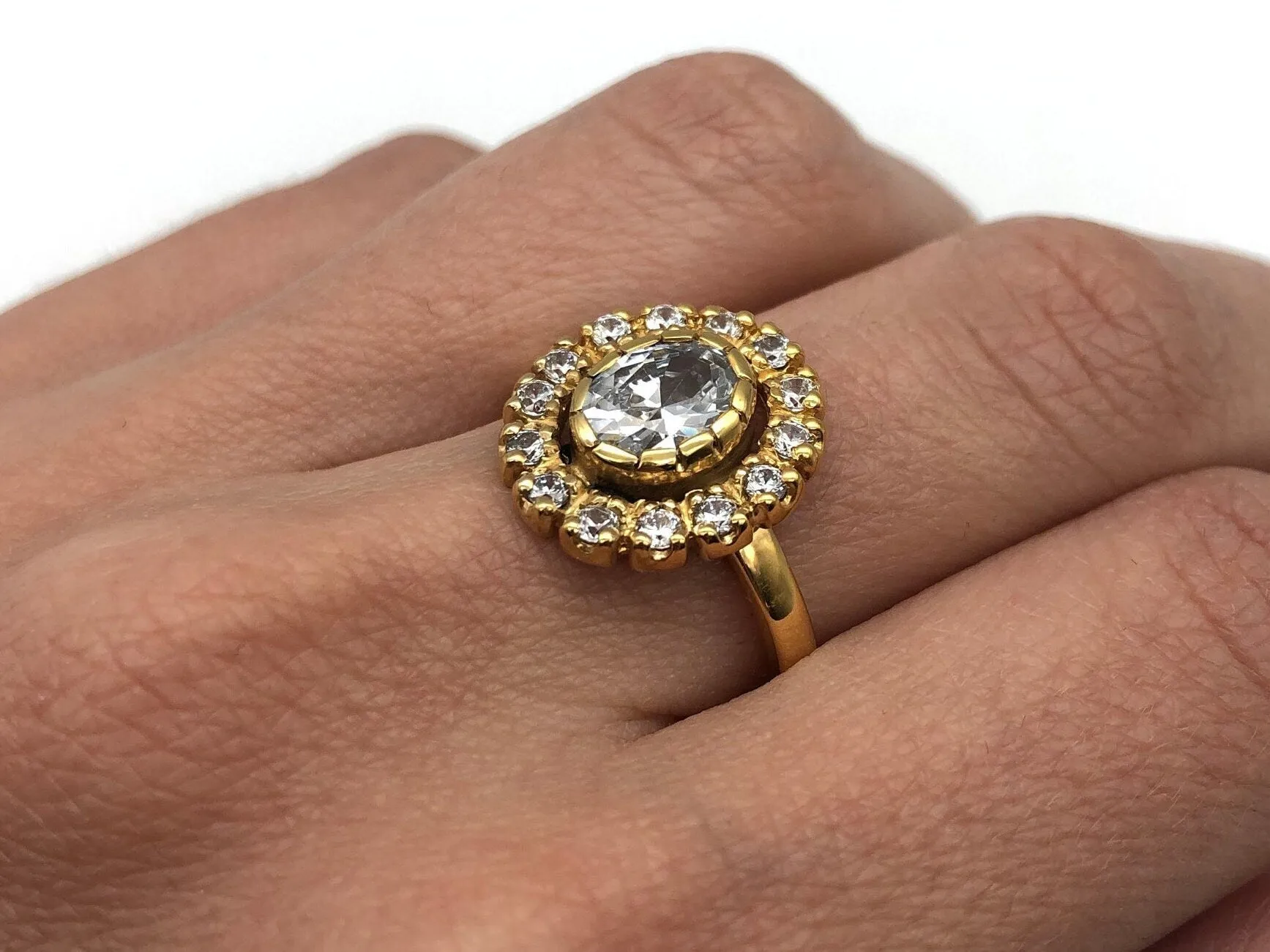 Dainty Victorian Ring - Created Diamond Ring, Silver Sparkly Ring