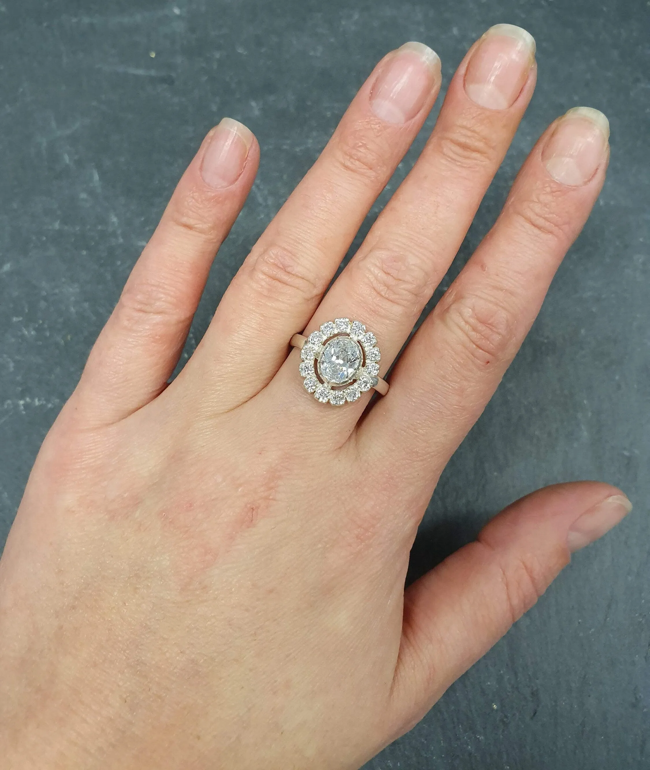 Dainty Victorian Ring - Created Diamond Ring, Silver Sparkly Ring