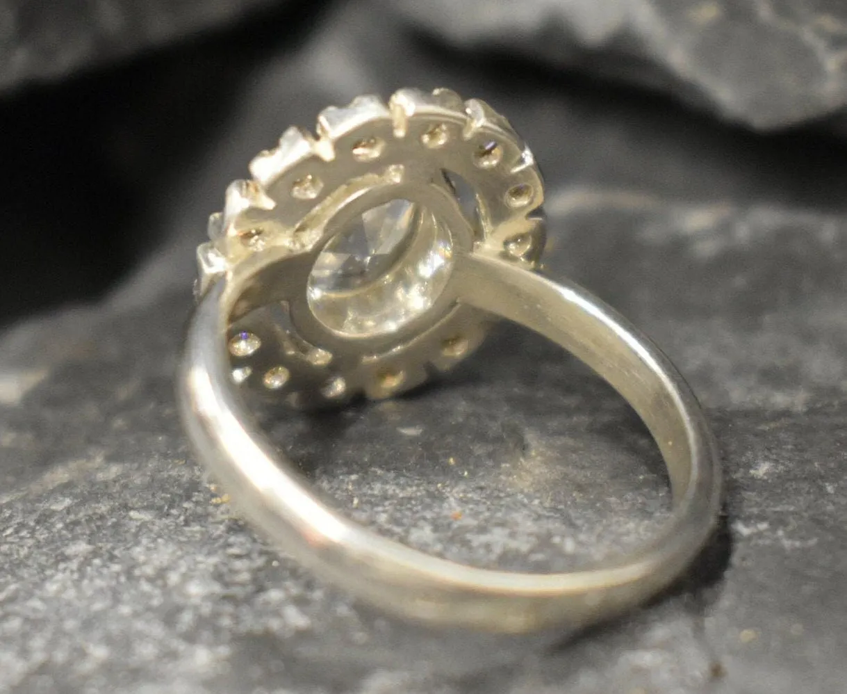 Dainty Victorian Ring - Created Diamond Ring, Silver Sparkly Ring
