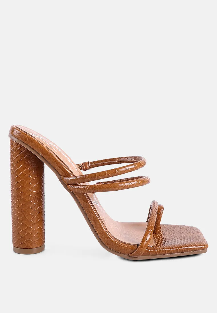 dandelion high block heeled croc sandals by London Rag
