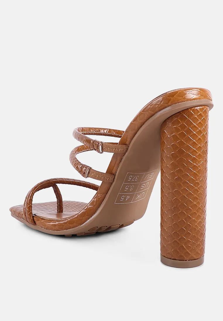 dandelion high block heeled croc sandals by London Rag