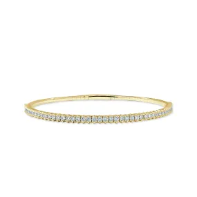 Diamond Half Eternity Flexible Bangle in 14K Yellow Gold