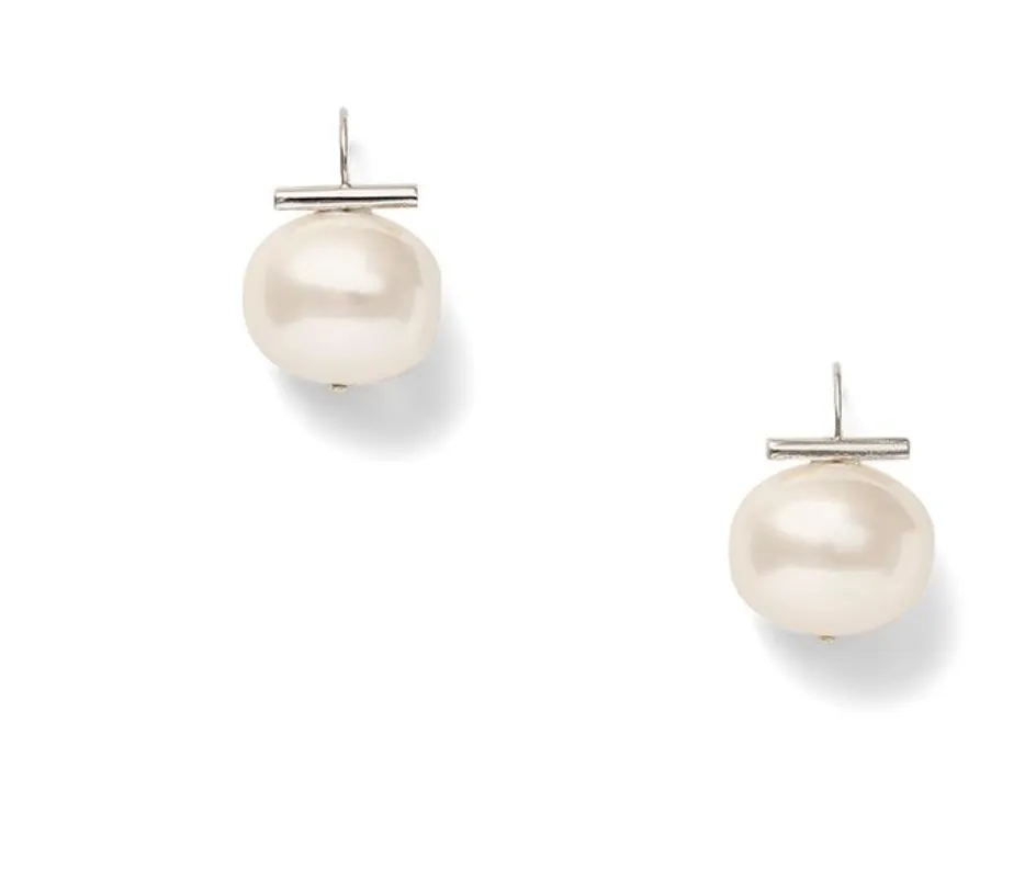 Earrings - Classic White Pebble Pearl Earrings "The Fairhope"