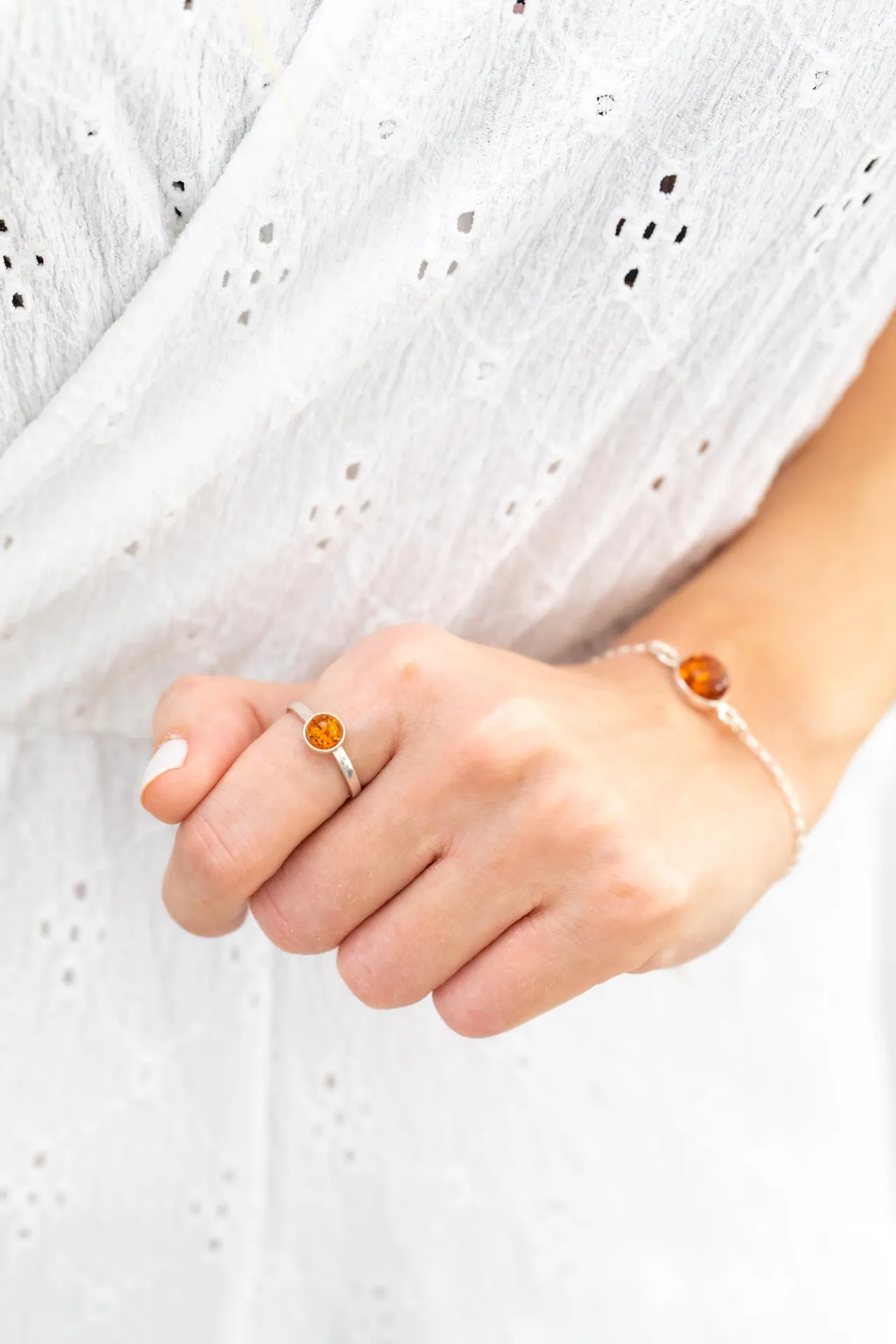 ESSENTIALS Mini Amber Stacking Ring - Minimal Amber Jewellery