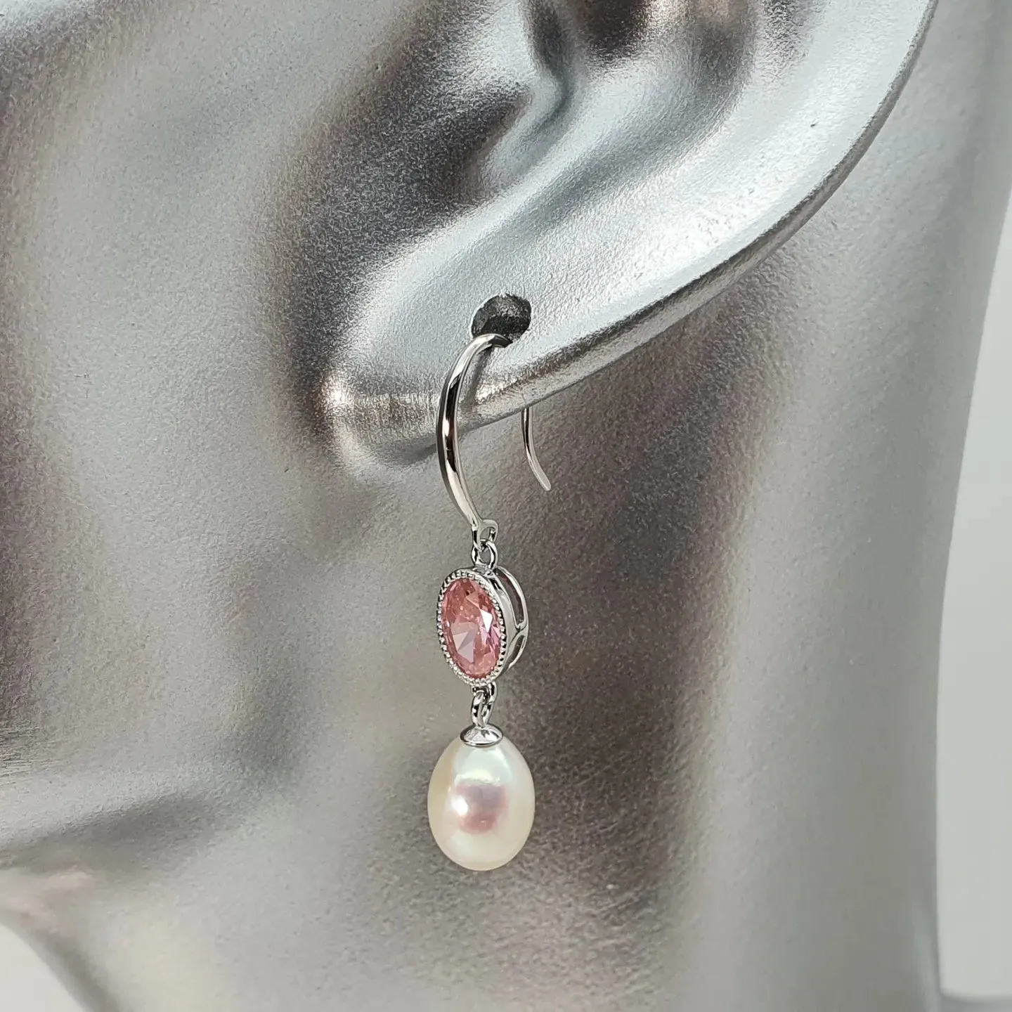 Freshwater Cultured Pearl Pink Set, Sterling silver