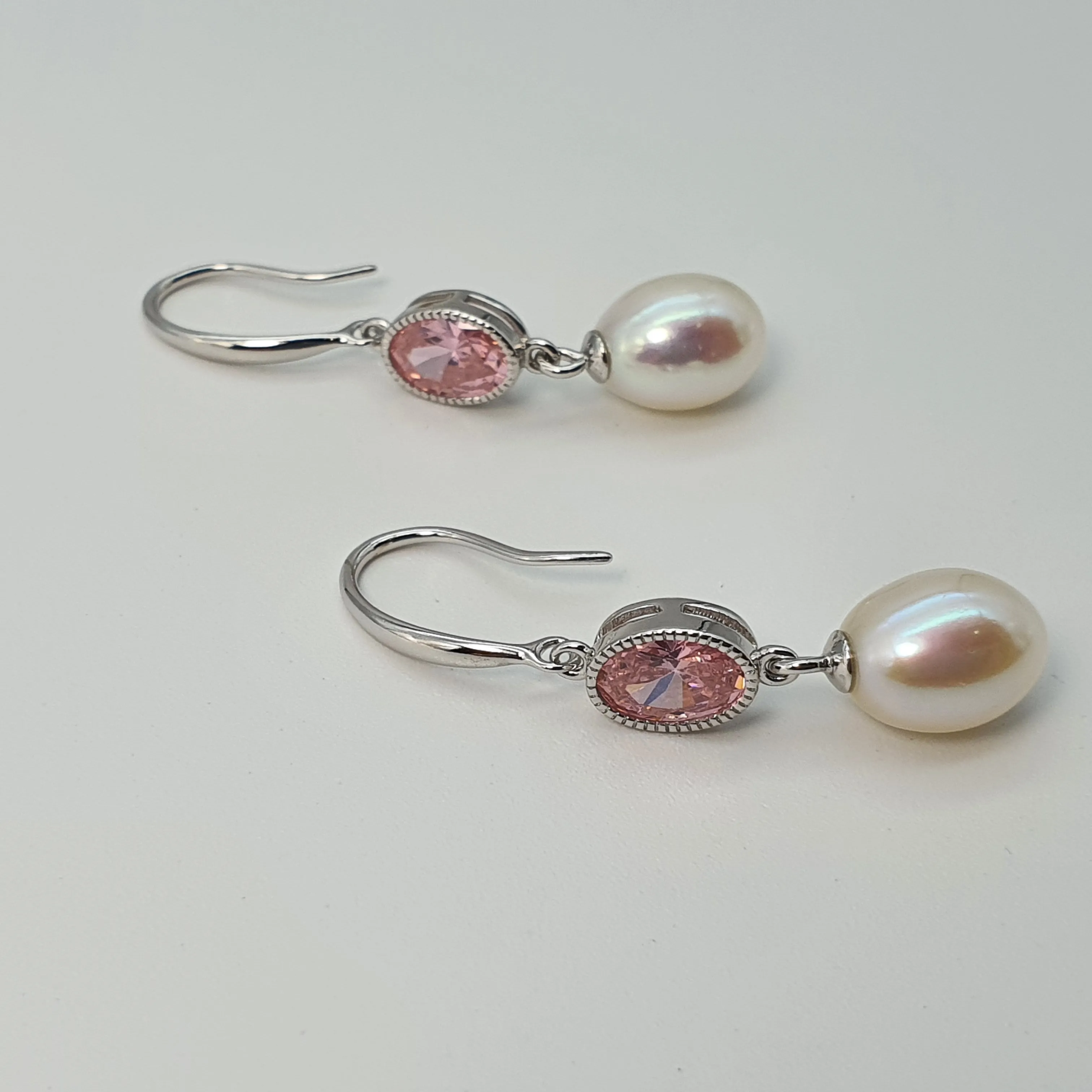 Freshwater Cultured Pearl Pink Set, Sterling silver