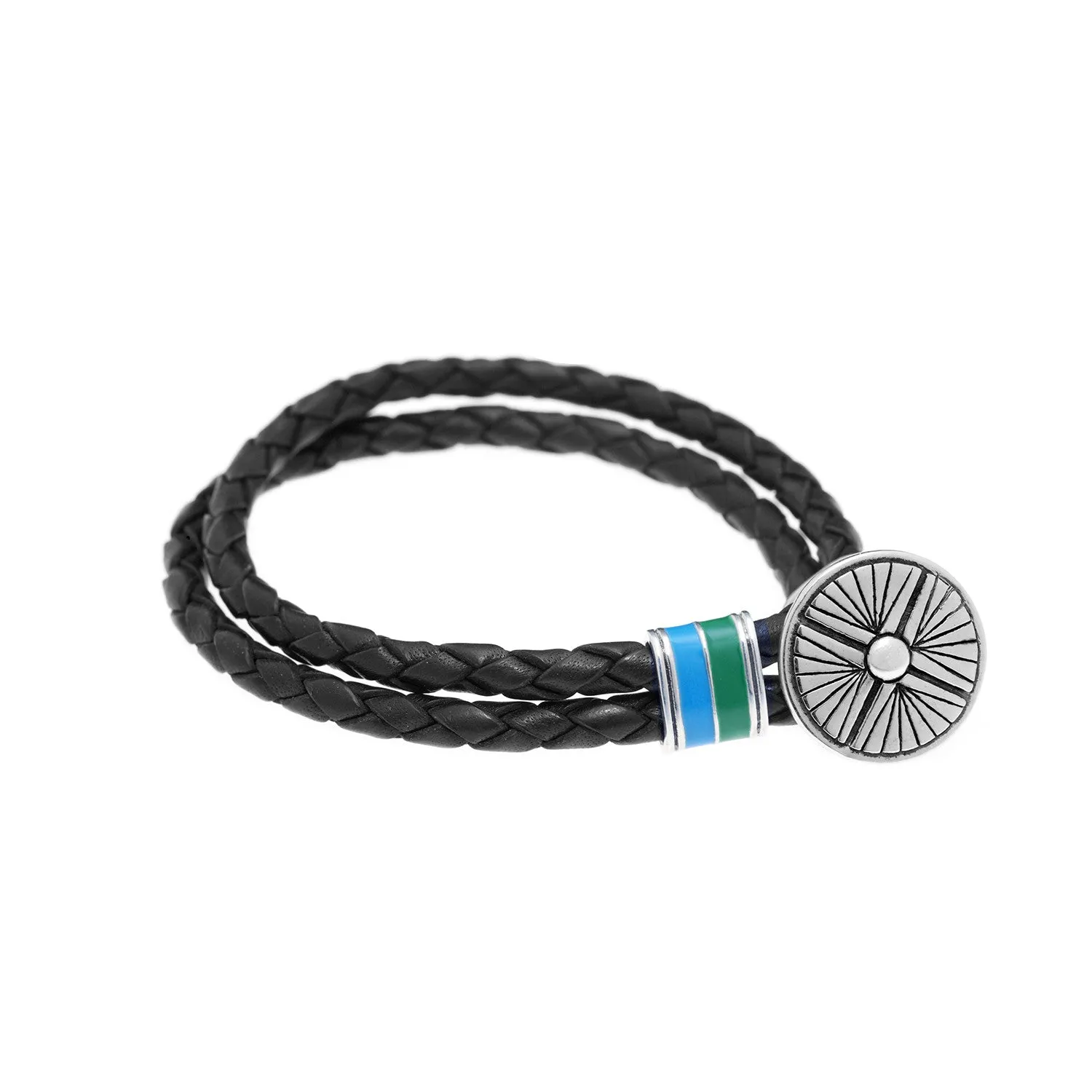 Gather Dust to Build a Mountain Sterling Silver & Enamel Leather Bracelet