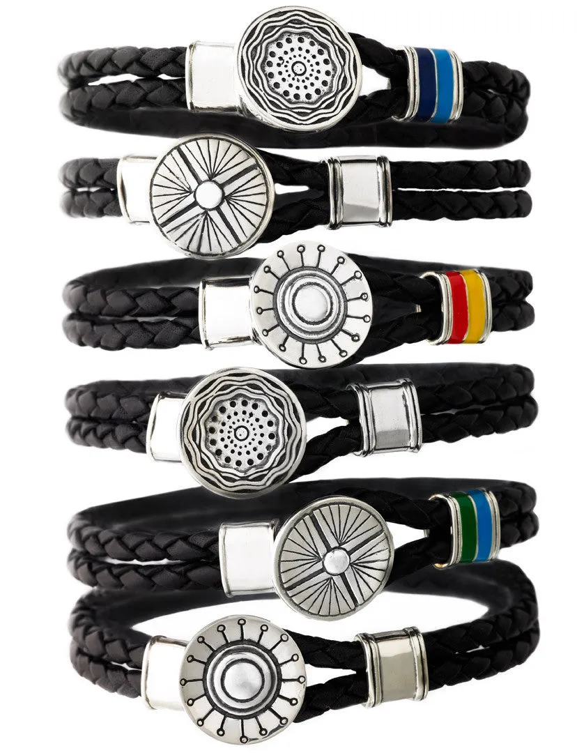 Gather Dust to Build a Mountain Sterling Silver & Enamel Leather Bracelet