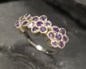 Genuine Amethyst Ring - Purple Flower Ring - February Birthstone Floral Ring