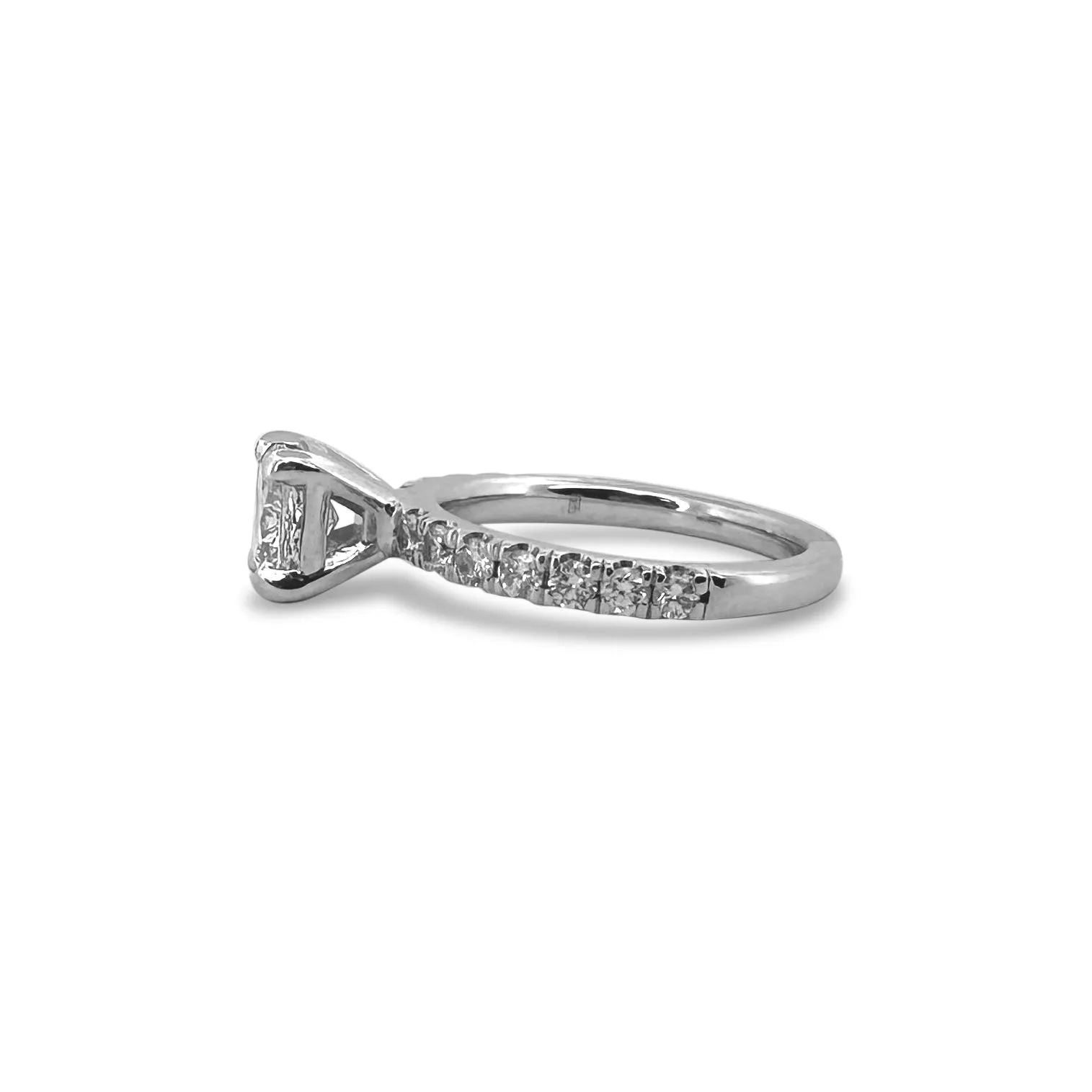 GIA Graded 1.35ctw Cushion Cut with Round Brilliant Natural Diamond Engagement Ring in 14k White Gold
