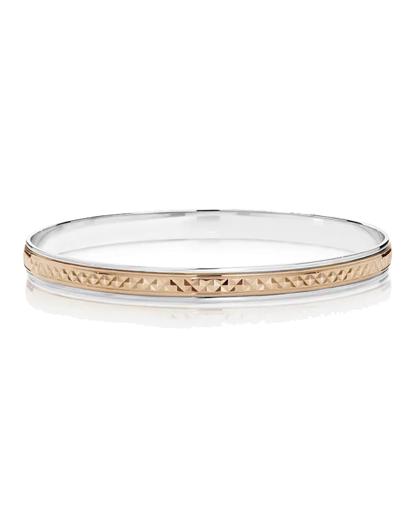 Gold Bangle - 10ct Silver & Rose Gold Bangle - 782389