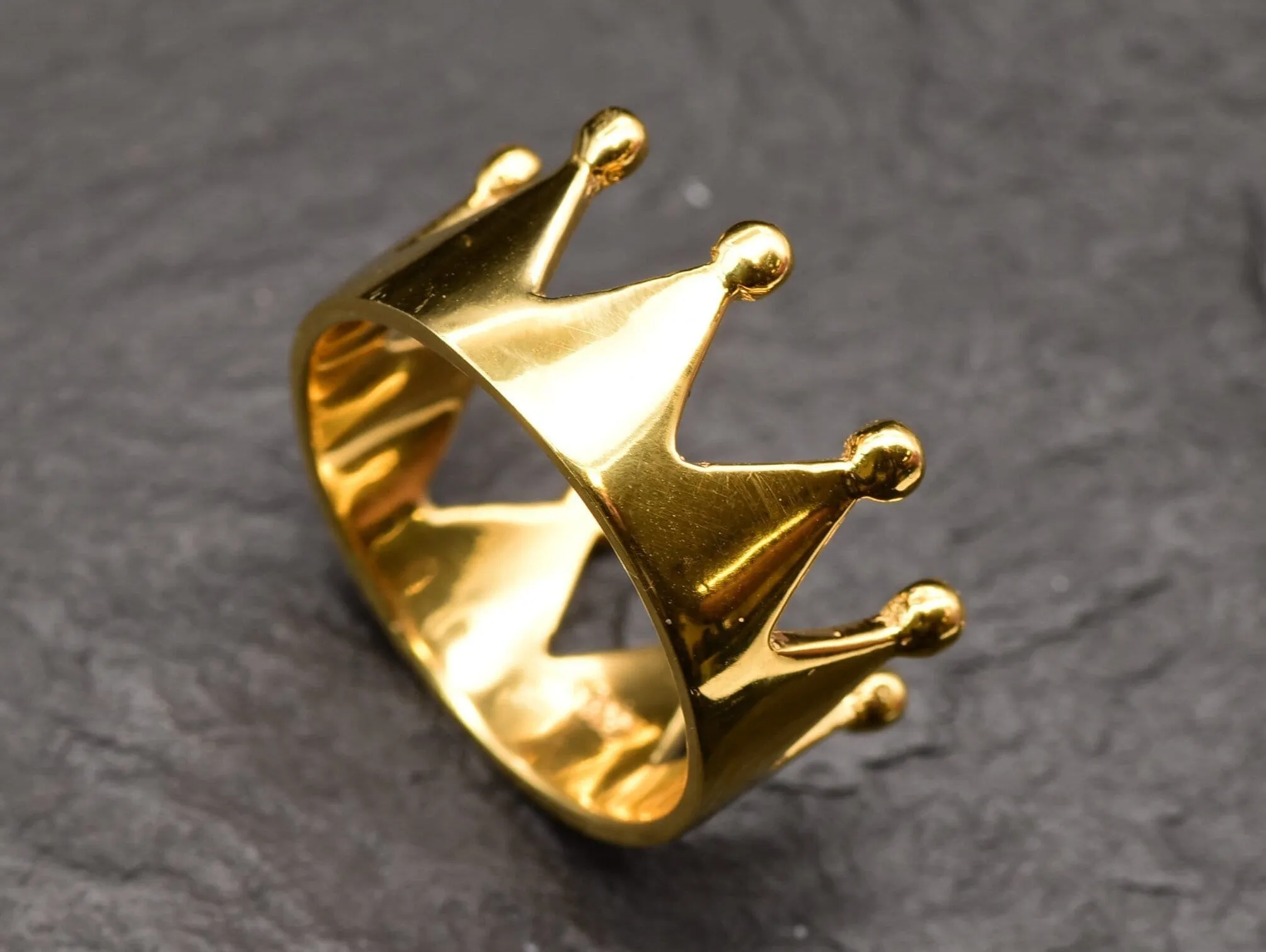Gold Crown Ring - Gold King Ring, Gold Tiara Ring