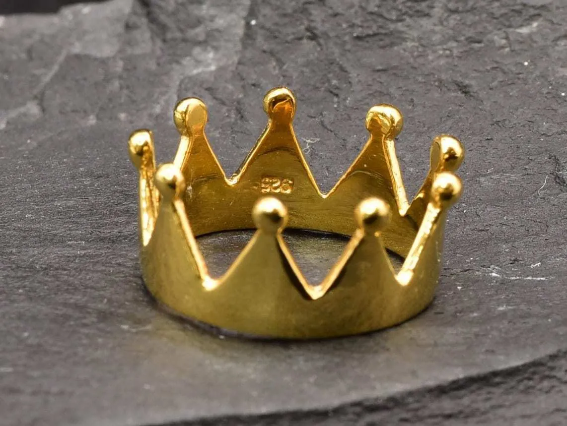 Gold Crown Ring - Gold King Ring, Gold Tiara Ring