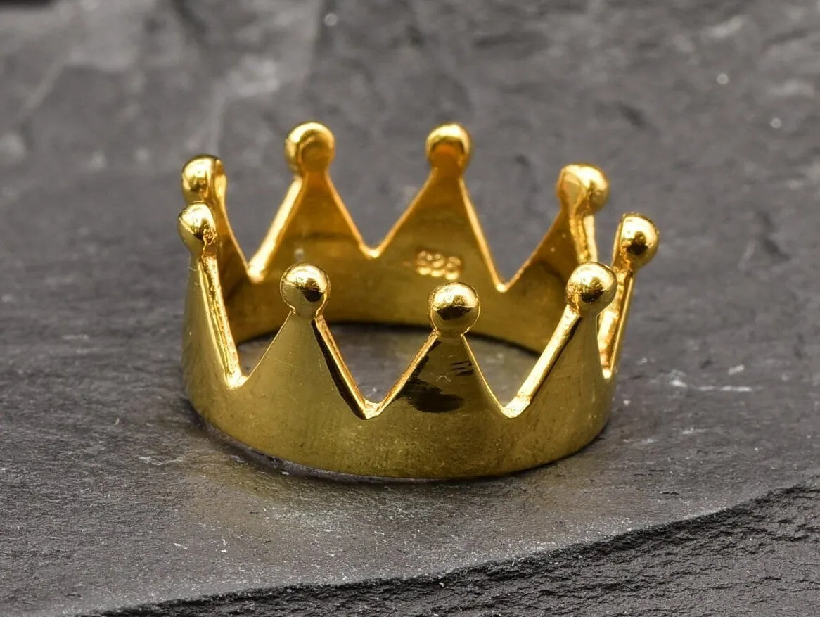 Gold Crown Ring - Gold King Ring, Gold Tiara Ring