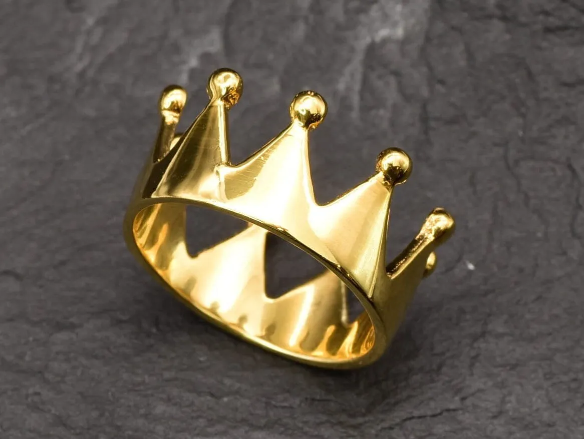 Gold Crown Ring - Gold King Ring, Gold Tiara Ring