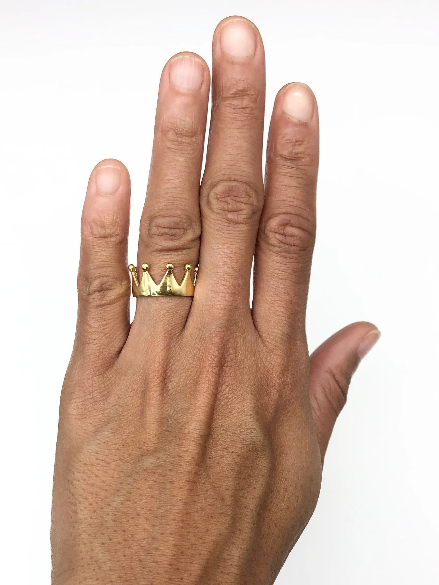 Gold Crown Ring - Gold King Ring, Gold Tiara Ring