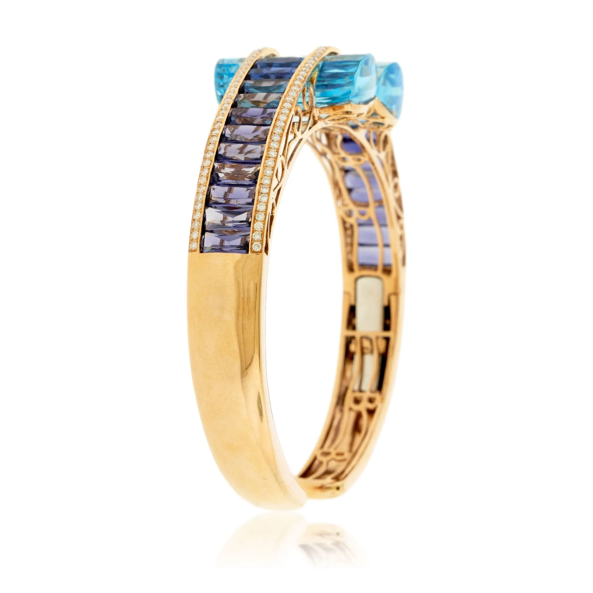Iolite, Blue Topaz & Diamond Flexing Bangle Bracelet