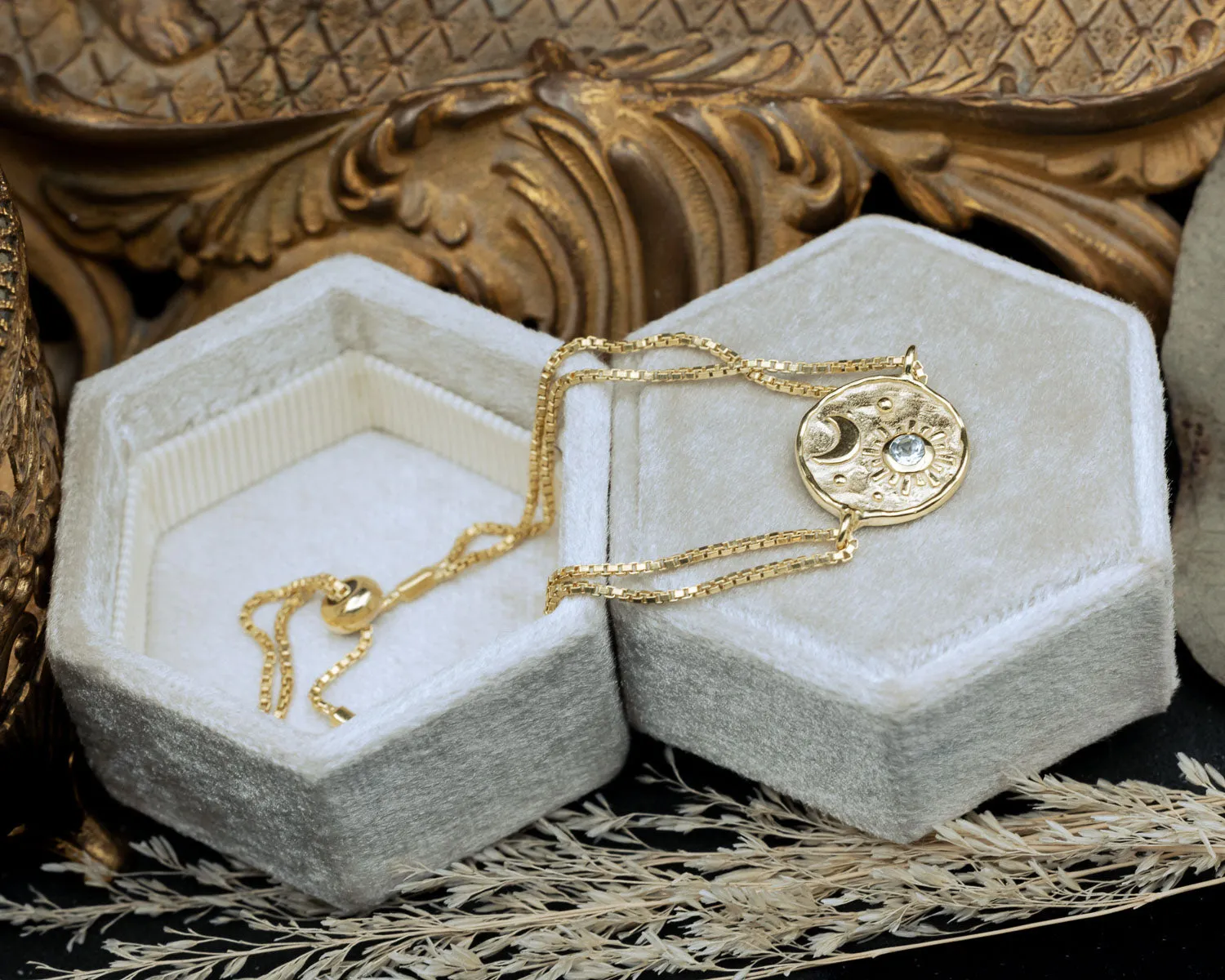 LUNA BRACELET - 18K GOLD VERMEIL BRACELET WITH A BLUE TOPAZ ACCENT - BY JORGE REVILLA