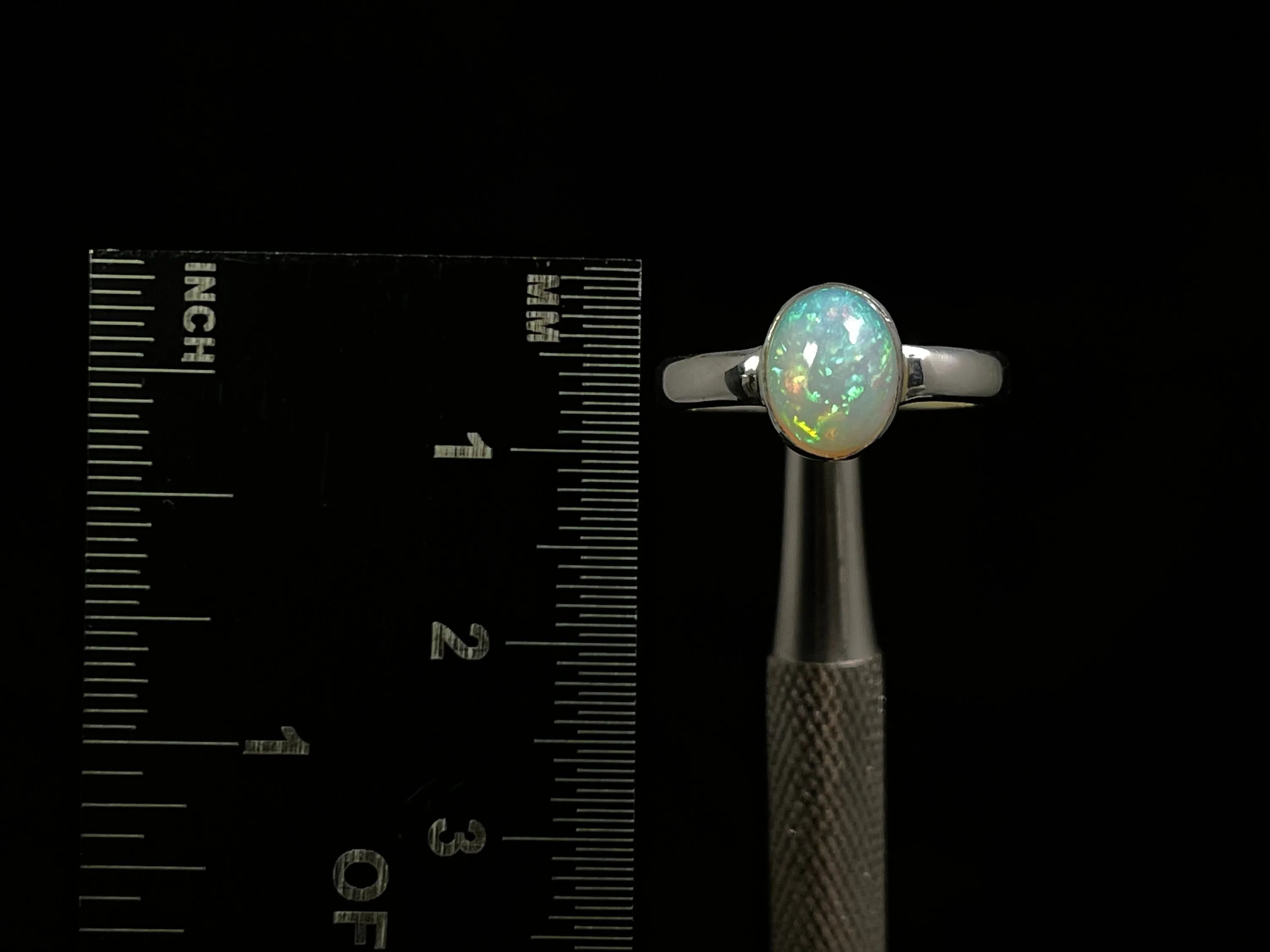 OPAL RING, Pinfire - Sterling Silver, Size 7.5 - Dainty Opal Ring, Opal Jewelry, Welo Opal, 49275